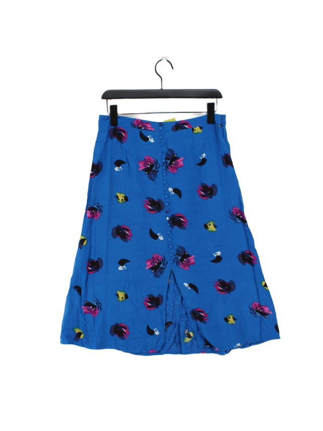 Monsoon Women's Midi Skirt UK 12 Blue 100% Viscose