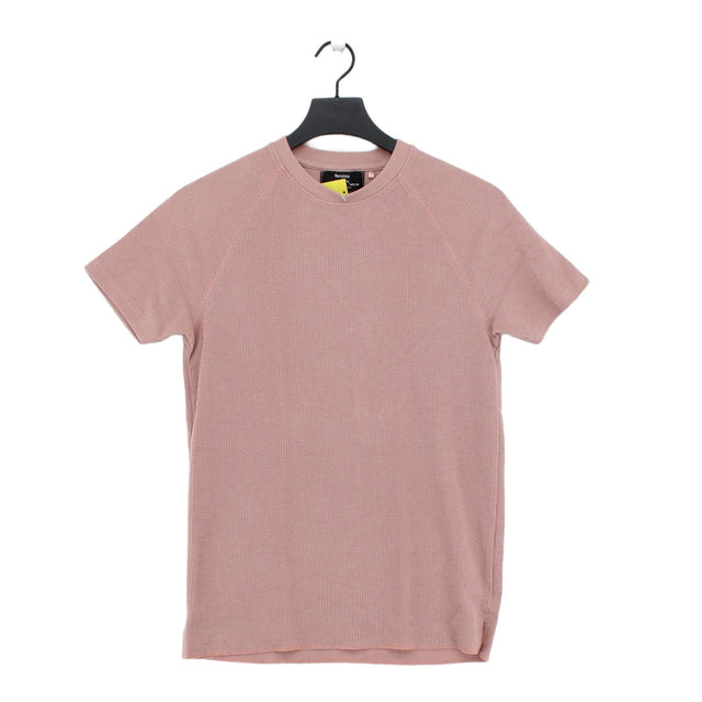 Bershka Men's T-Shirt XS Pink Cotton with Polyester