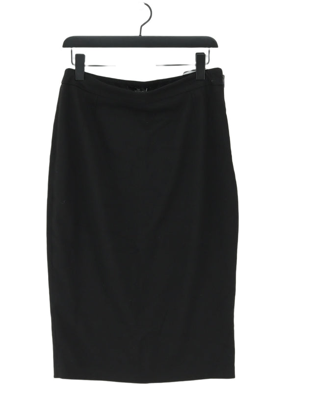 Next Women's Midi Skirt UK 14 Black Polyester with Elastane, Viscose