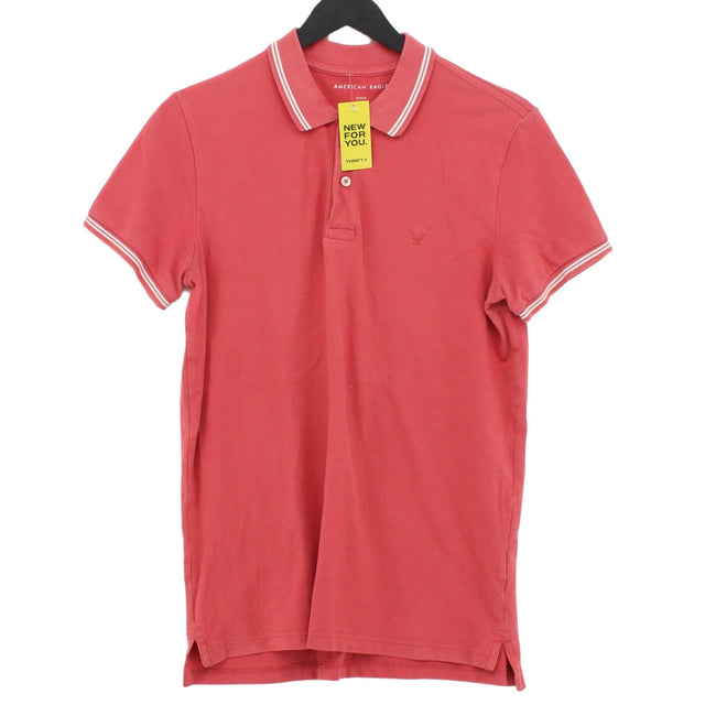 American Eagle Outfitters Men's Polo S Pink Cotton with Elastane