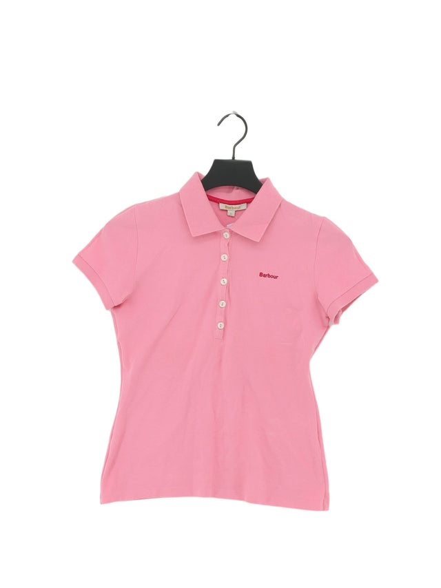 Barbour Women's Polo UK 8 Pink Cotton with Elastane