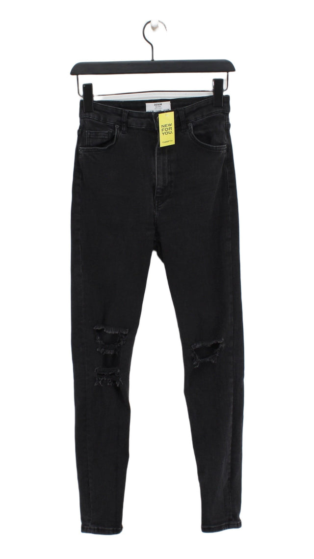 Bershka Women's Jeans UK 10 Black Cotton with Elastane, Polyester