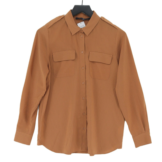 French Connection Women's Shirt UK 6 Brown 100% Polyester