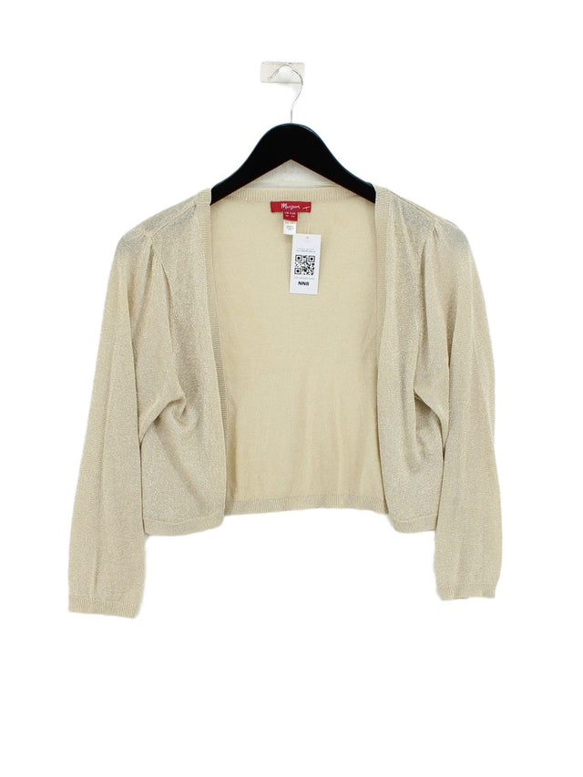 Monsoon Women's Cardigan UK 14 Gold Viscose with Other, Polyester