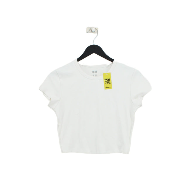 Uniqlo Women's Top S White Polyester with Elastane