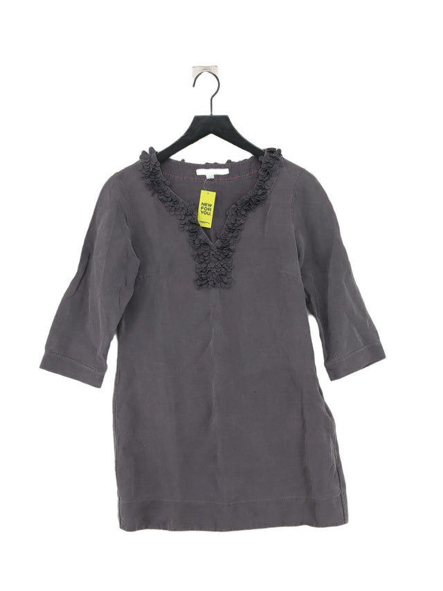 Boden Women's Midi Dress UK 12 Grey Silk with Linen
