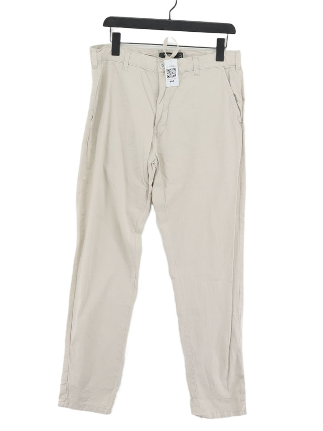 Pull&Bear Men's Suit Trousers W 34 in Cream Cotton with Elastane