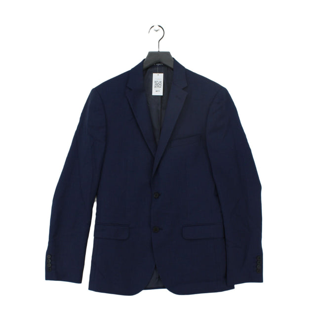 Paul Costelloe Men's Blazer Chest: 38 in Blue Wool with Polyester, Viscose