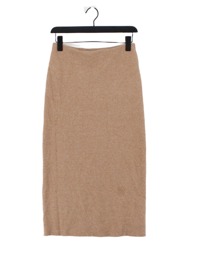Zara Women's Midi Skirt M Tan Cotton with Polyester