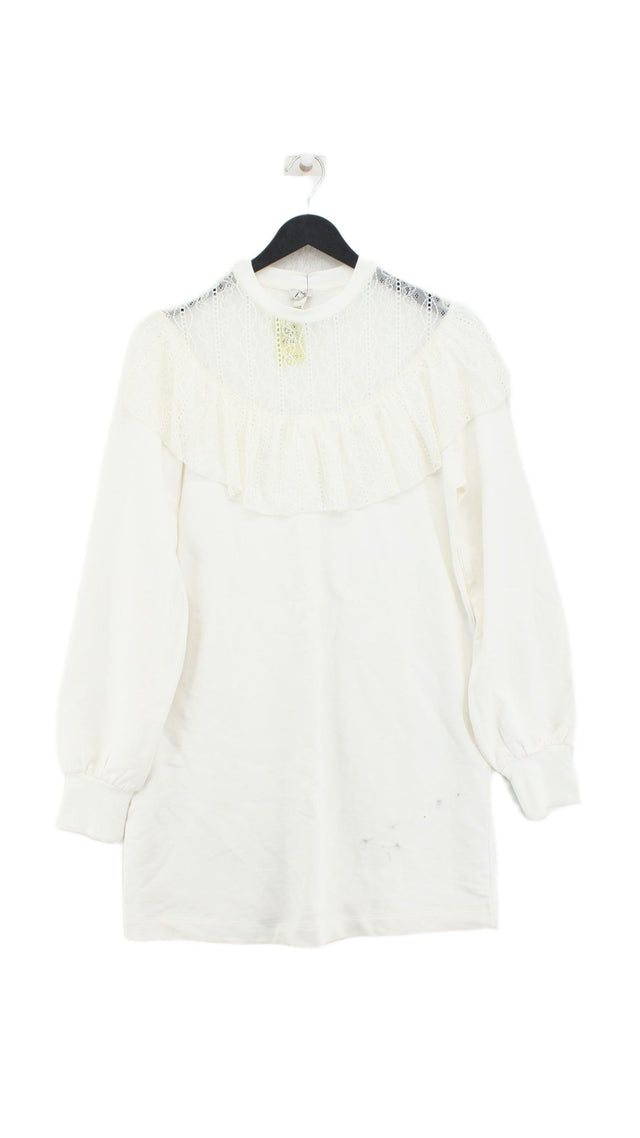River Island Women's Midi Dress S Cream Polyamide with Cotton, Elastane