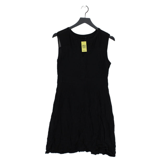 AllSaints Women's Midi Dress UK 14 Black Viscose with Polyester, Silk