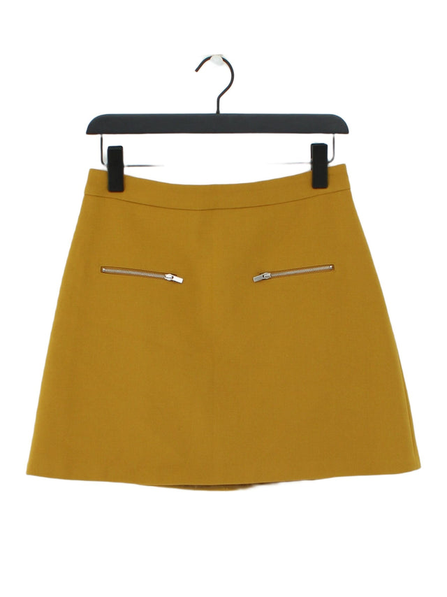 Zara Basic Women's Mini Skirt M Yellow Polyester with Elastane, Viscose