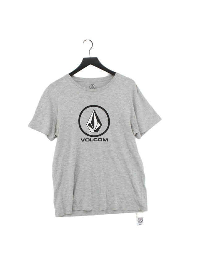 Volcom Men's T-Shirt L Grey Cotton with Viscose