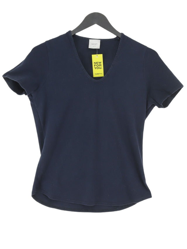 Next Women's T-Shirt UK 14 Blue Cotton with Elastane