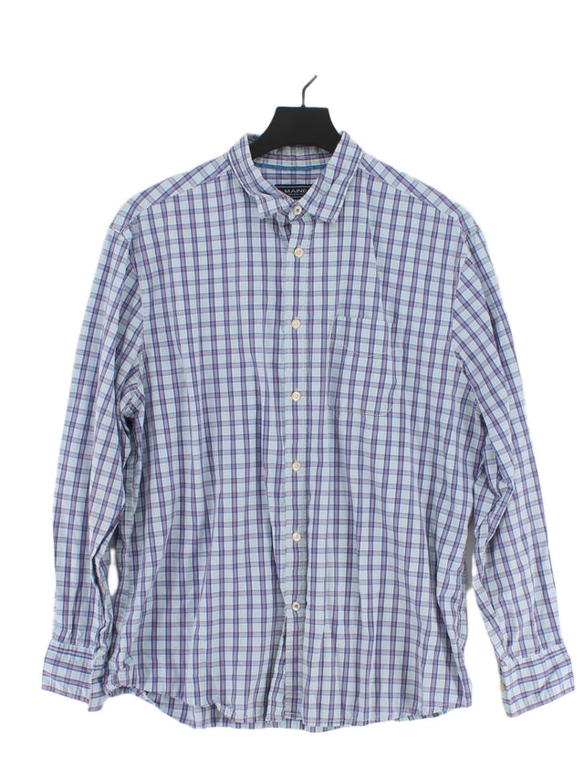 Maine Men's Shirt L Blue Cotton with Polyester