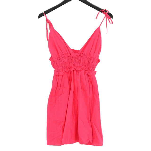 Zara Women's Mini Dress M Pink 100% Cotton