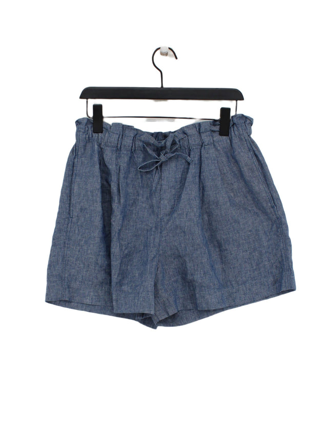 Uniqlo Women's Shorts W 28 in Blue Linen with Cotton