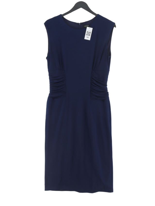 Jaeger Women's Midi Dress UK 12 Blue Polyester with Elastane