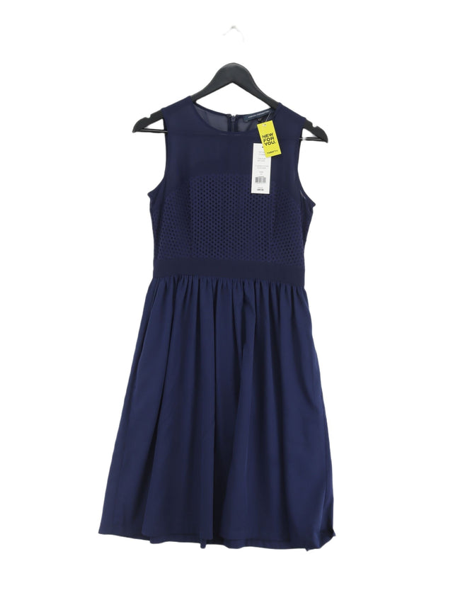 French Connection Women's Midi Dress UK 10 Blue 100% Cotton