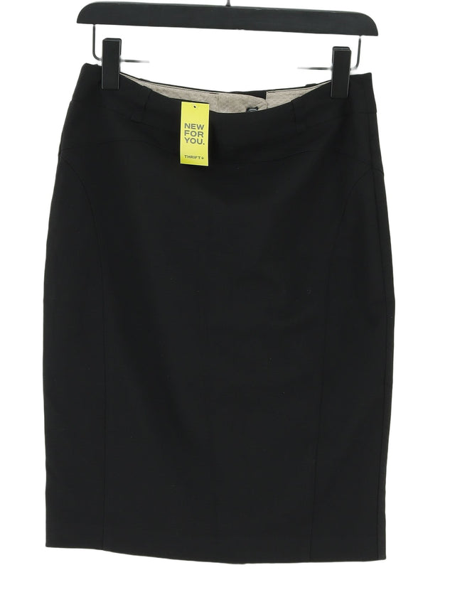 Next Women's Midi Skirt UK 10 Black Polyester with Elastane, Viscose