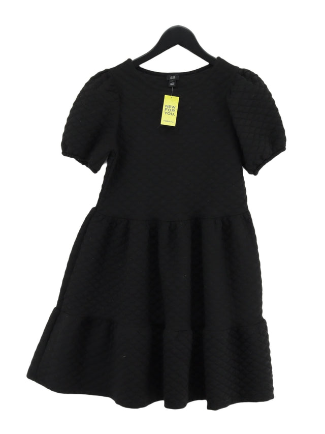 River Island Women's Midi Dress UK 8 Black Polyester with Elastane, Viscose