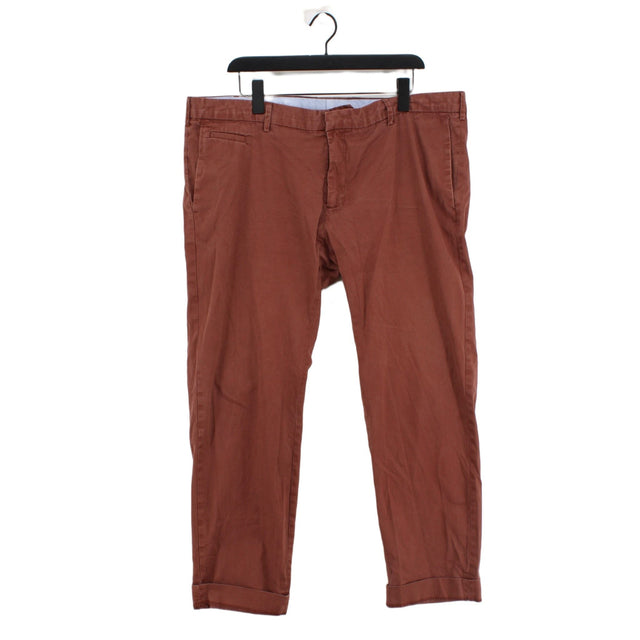 Moss London Men's Trousers W 42 in Brown Cotton with Elastane