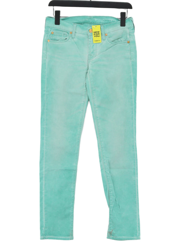 For All Mankind Women's Trousers W 26 in Green Cotton with Elastane