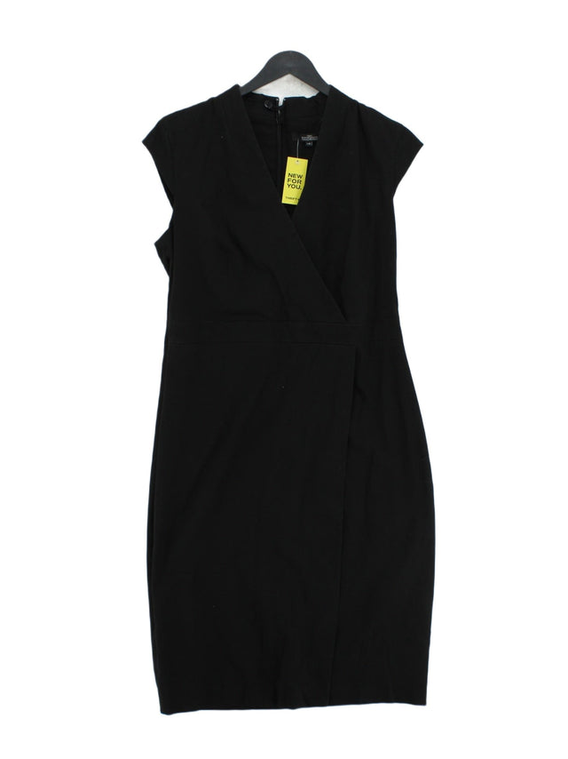 Next Women's Midi Dress UK 12 Black Polyester with Elastane, Viscose
