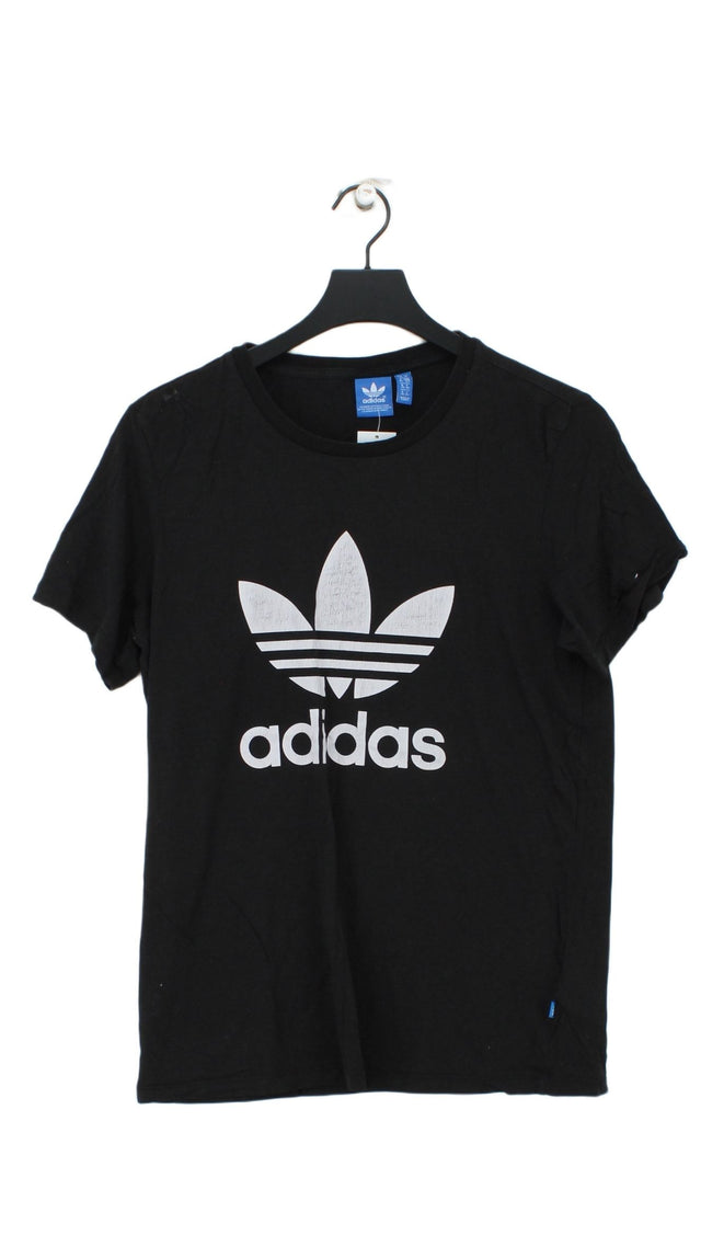 Adidas Women's T-Shirt UK 10 Black 100% Cotton