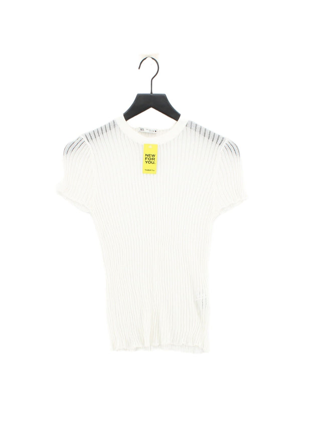 Zara Women's Top S White Viscose with Nylon