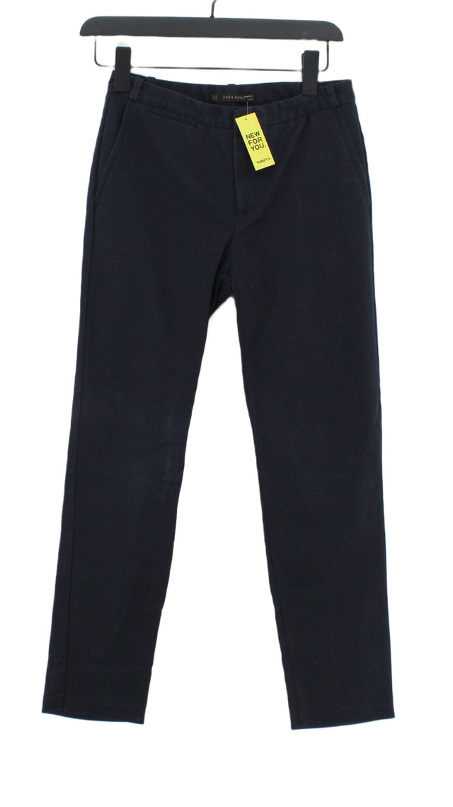 Zara Women's Suit Trousers UK 6 Blue Cotton with Elastane