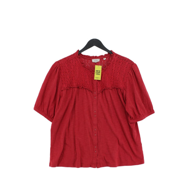 FatFace Women's Top UK 14 Red Cotton with Lyocell Modal