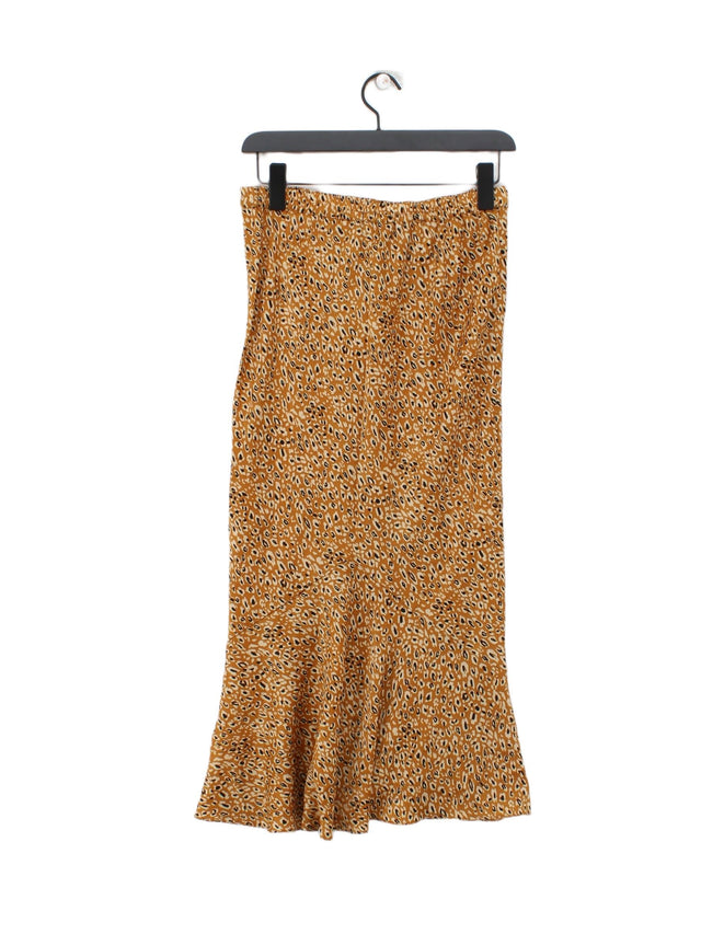 Topshop Women's Midi Skirt UK 10 Yellow 100% Polyester