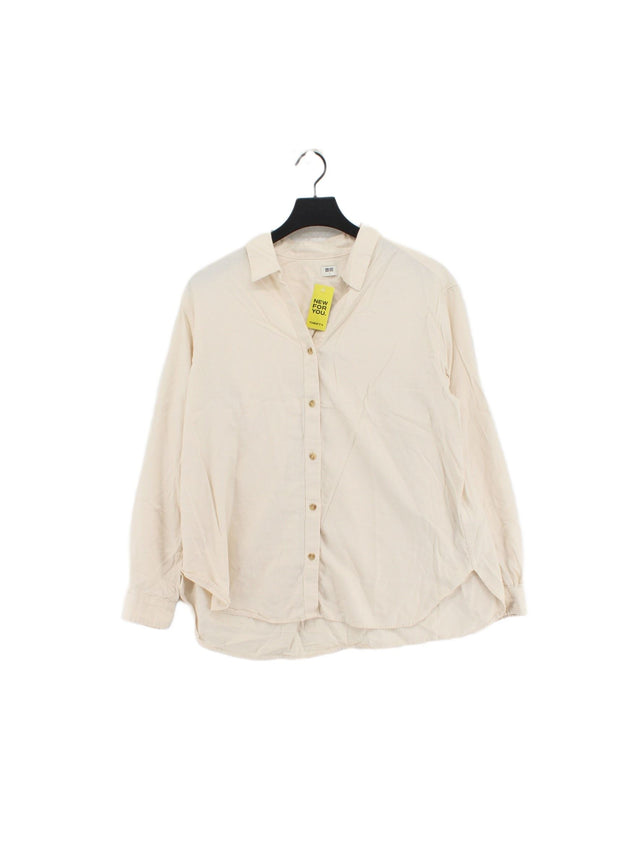 Uniqlo Men's Shirt L Cream Cotton with Acrylic, Viscose