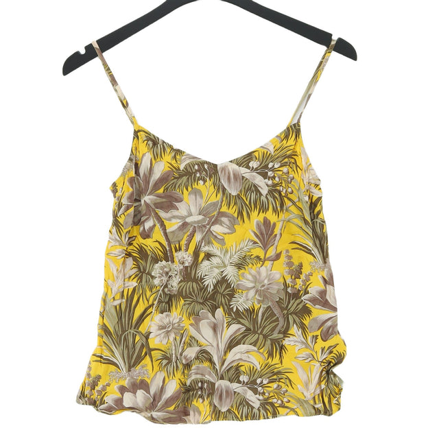 Warehouse Women's T-Shirt UK 10 Yellow 100% Viscose