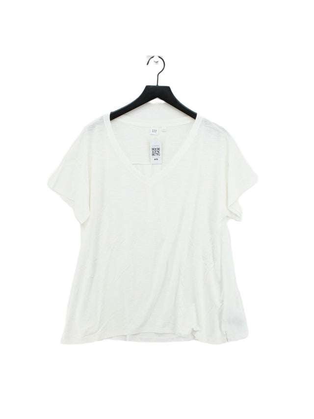 Gap Women's T-Shirt L White Rayon with Cotton, Polyester