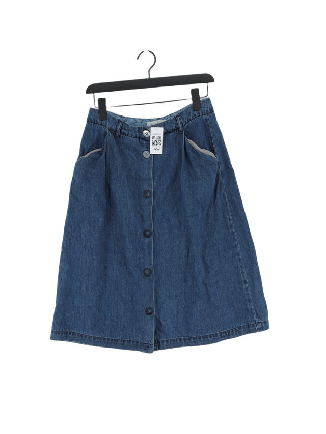 Seasalt Women's Midi Skirt UK 10 Blue 100% Cotton