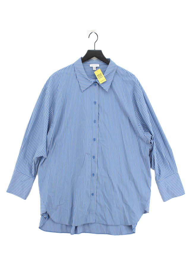 Topshop Women's Shirt UK 18 Blue Cotton with Elastane, Polyester