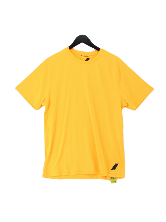 Zara Men's T-Shirt L Orange Polyester with Elastane