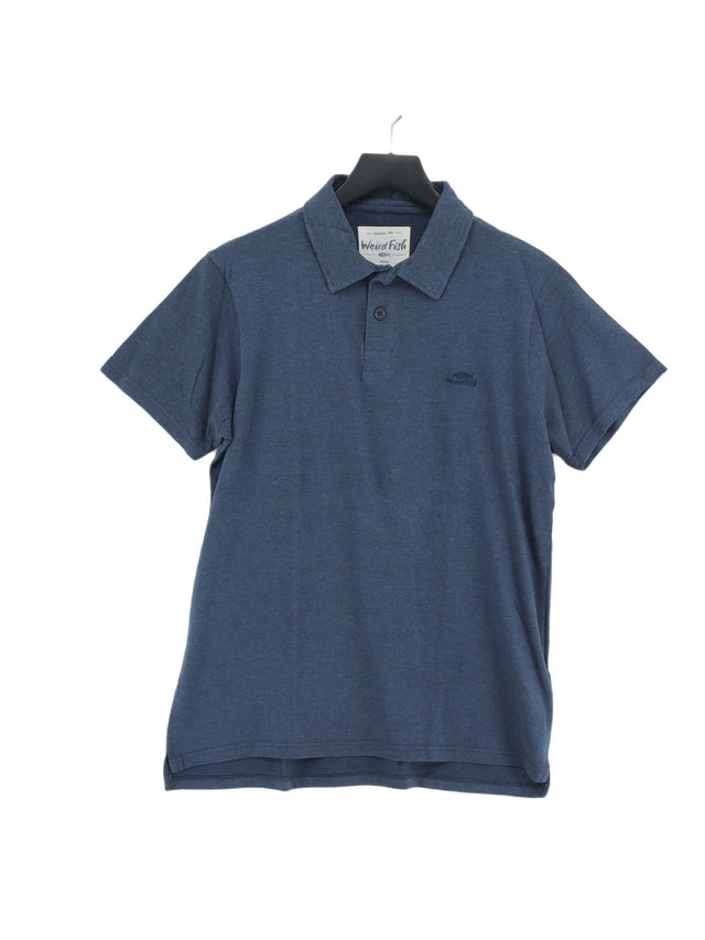 Weird Fish Men's Polo S Blue Cotton with Polyester