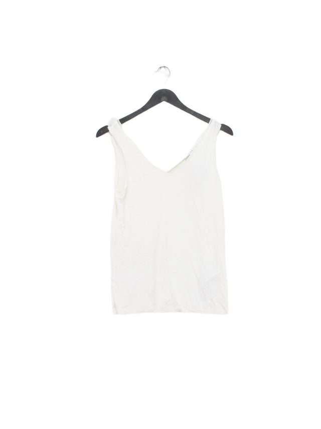 Reiss Women's T-Shirt S White Viscose with Polyester