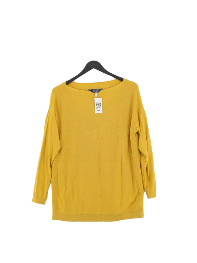 Joules Women's Top UK 12 Yellow Cotton with Polyamide, Viscose