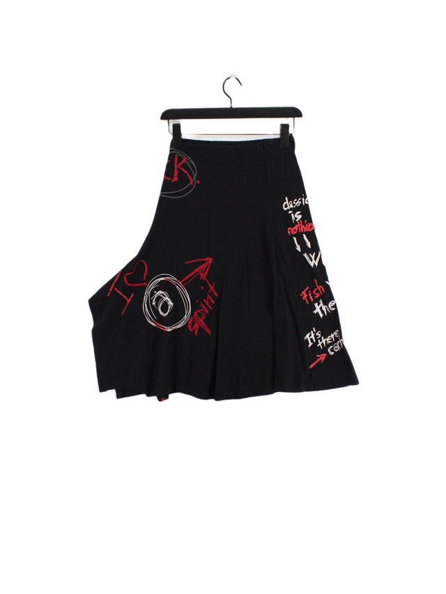 Desigual Women's Midi Skirt XS Black 100% Cotton