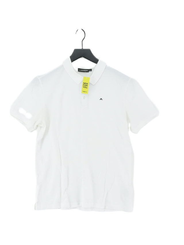 J.Lindeberg Men's Polo M White Cotton with Elastane