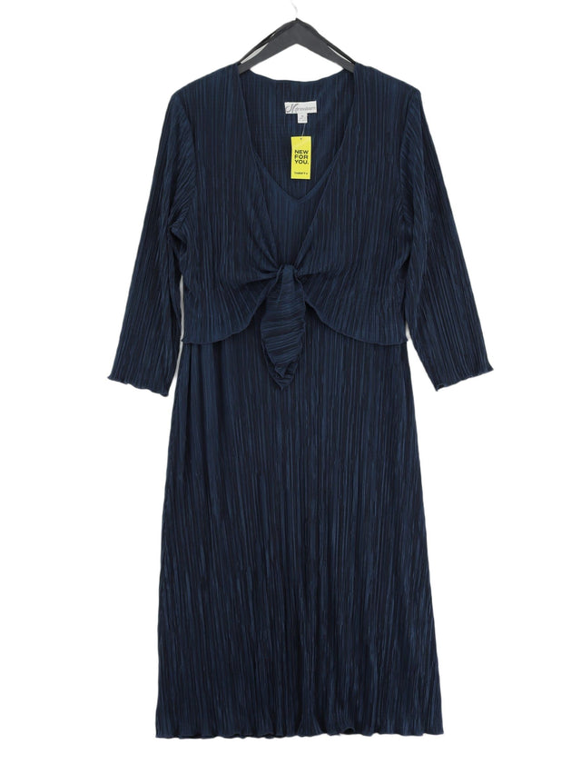 Vintage Dressbarn Women's Midi Dress UK 16 Blue 100% Polyester