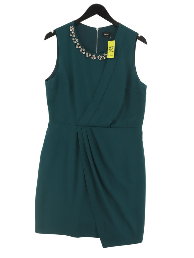 Oasis Women's Midi Dress UK 16 Green 100% Polyester