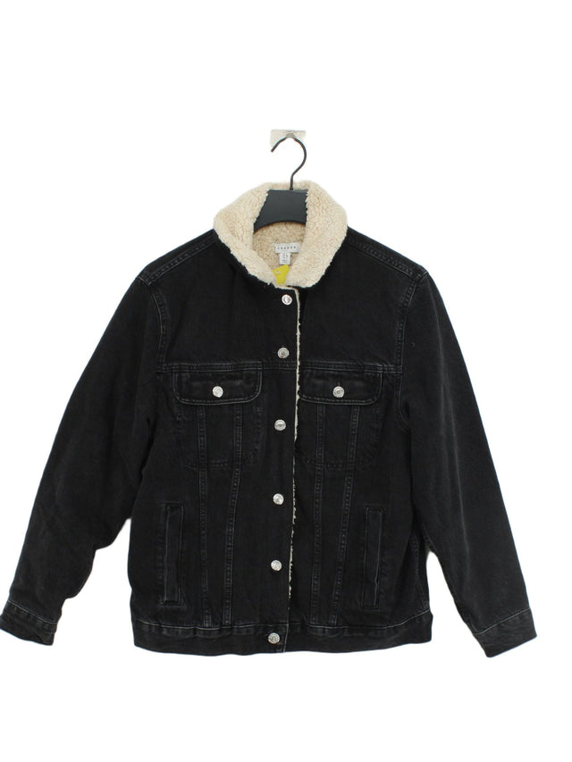 Topshop Women's Jacket UK 8 Grey 100% Cotton