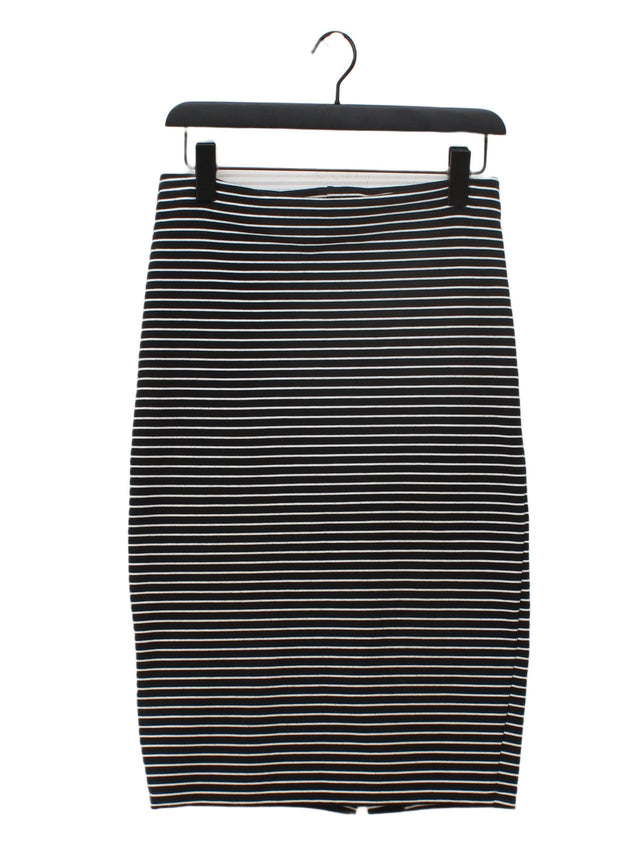River Island Women's Midi Skirt UK 10 Black Polyester with Elastane, Viscose