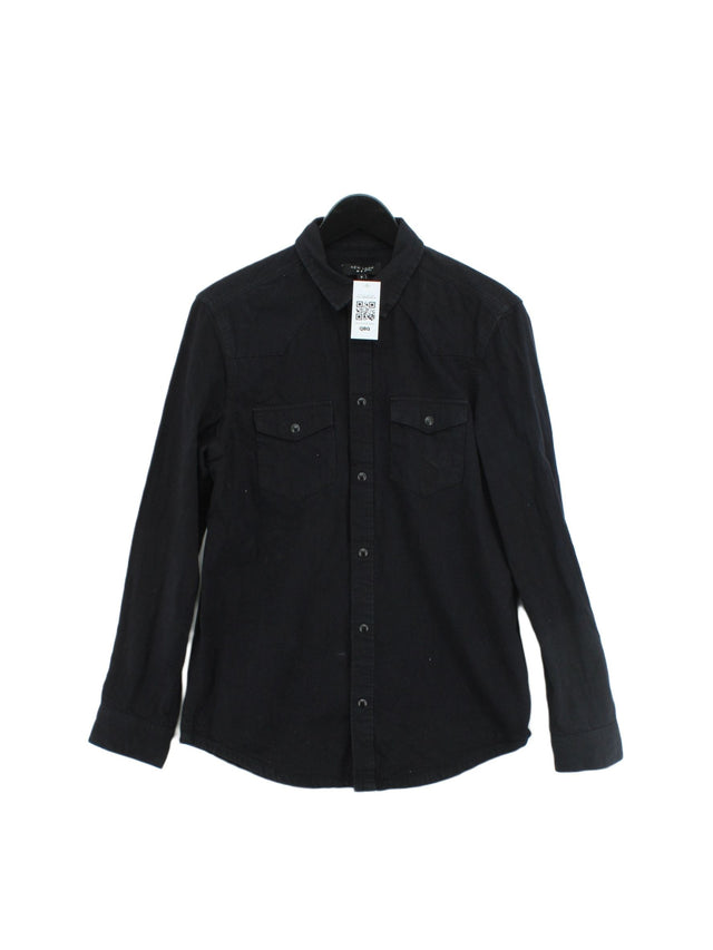 New Look Men's Shirt S Black 100% Cotton