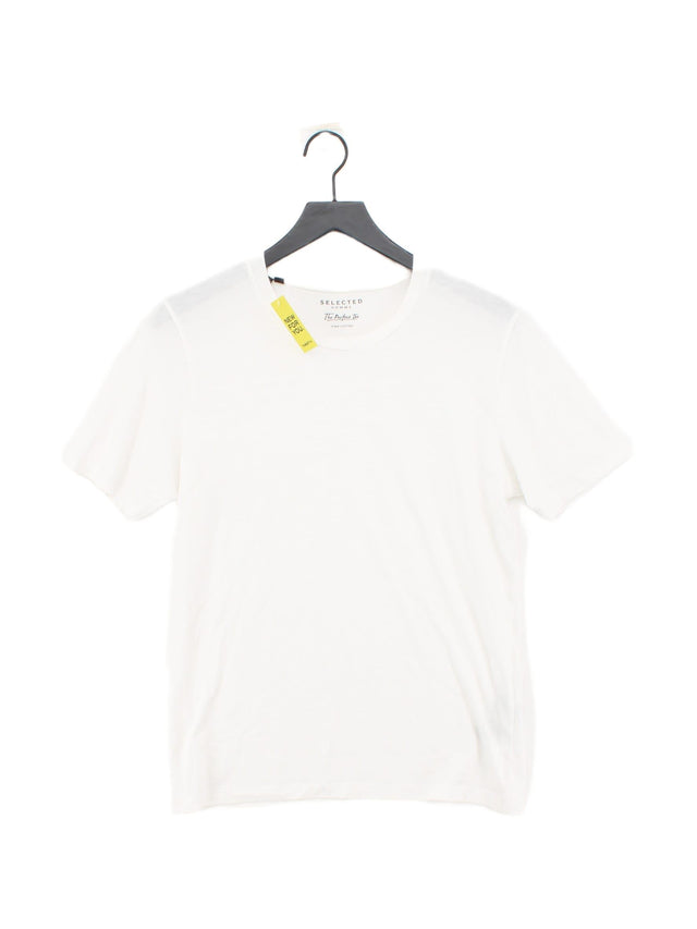 Selected Homme Men's T-Shirt M White 100% Cotton